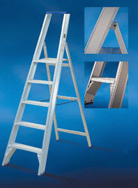 Trapladder met beugel, 1 kant opgangbaar