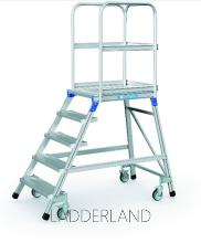 Zarges Platformtrap, verrijdbaar, eenzijdig oploopbaar, voorzien van treden en platform gemaakt van aluminium