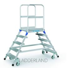 Zarges Platformtrap, verrijdbaar, dubbel oploopbaar, platform en treden gemaakt van aluminium.