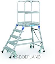 Zarges Platformtrap, verrijdbaar, eenzijdig oploopbaar, voorzien van platform en treden in staal rooster.